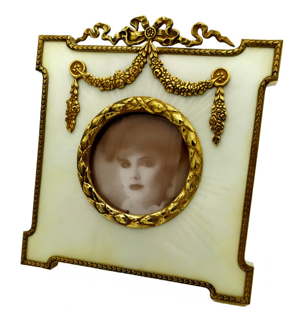 Photo Frame 925 Sterling Silver Handmade by Salimbeni White Snow colour and gold Empire Style. - Image 2