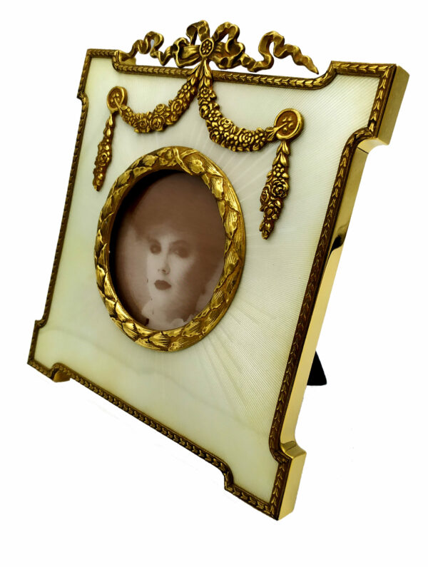 Photo Frame 925 Sterling Silver Handmade by Salimbeni White Snow colour and gold Empire Style. - Image 3