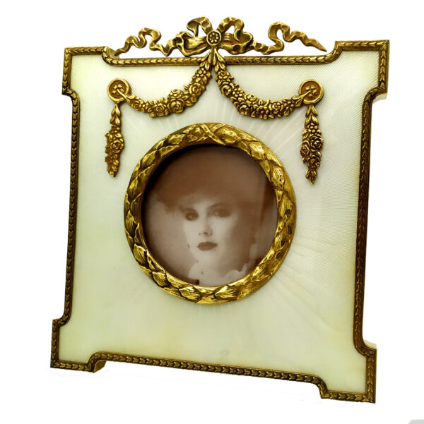 Photo Frame 925 Sterling Silver Handmade by Salimbeni White Snow colour and gold Empire Style. - Image 7