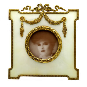 Photo Frame 925 Sterling Silver Handmade by Salimbeni White Snow colour and gold Empire Style.