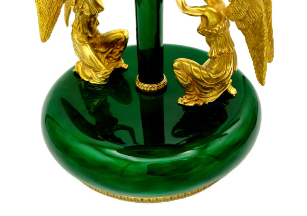 Salimbeni green Centerpiece with clock fired enamels on guilloche. 6 scaled