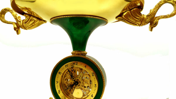 Salimbeni Green Centerpiece with Clock Fired Enamels on Guillochè - Image 7