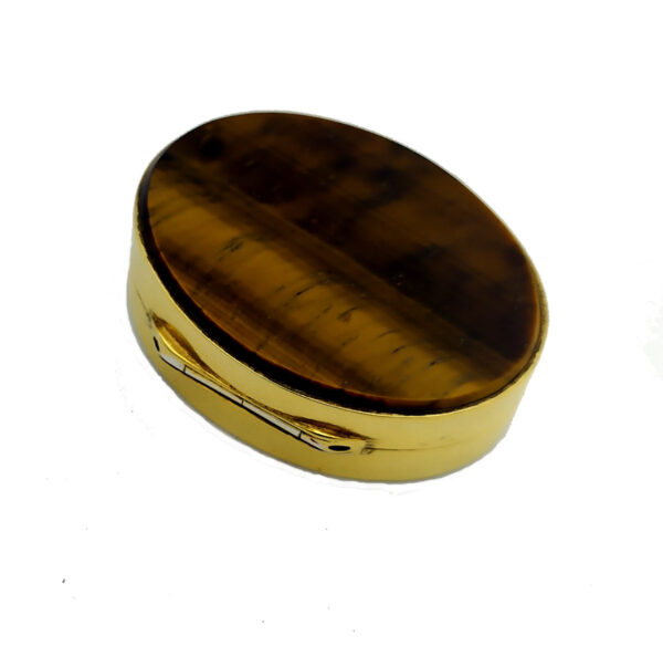 Salimbeni Pillbox Tiger Eye Hard Stone and Sterling Silver, Oval Shape - Image 3