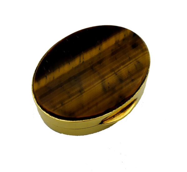 Salimbeni Pillbox Tiger Eye Hard Stone and Sterling Silver, Oval Shape - Image 4