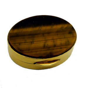 Salimbeni Pillbox Tiger Eye Hard Stone and Sterling Silver, Oval Shape