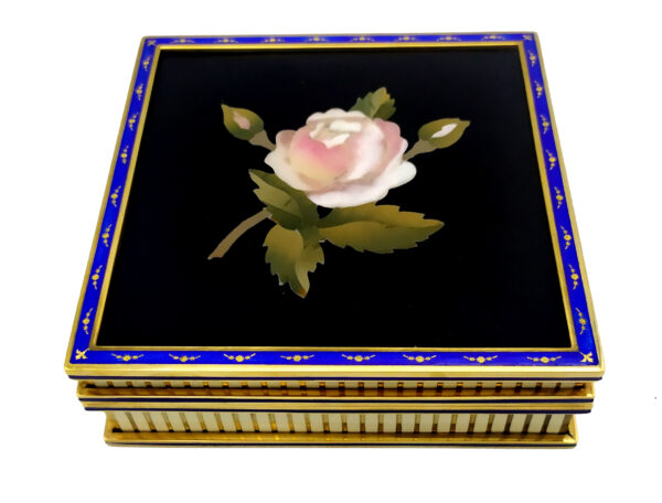 Box with Rose fine Mosaic in Semiprecious Stones, Sterling Silver Salimbeni - Image 9