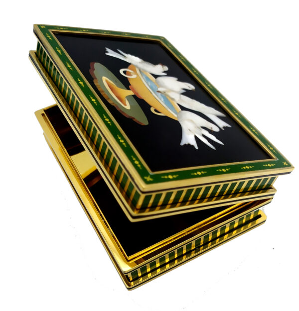 Table Box Doves in Delicious Mosaic Semiprecious Stones and Sterling Silver Salimbeni - Image 4