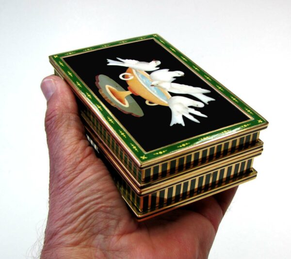 Table Box Doves in Delicious Mosaic Semiprecious Stones and Sterling Silver Salimbeni - Image 7