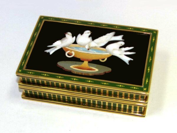 Table Box Doves in Delicious Mosaic Semiprecious Stones and Sterling Silver Salimbeni - Image 8