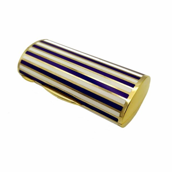 Cigarette Case Two-Color Enamel Stripes Blue and White