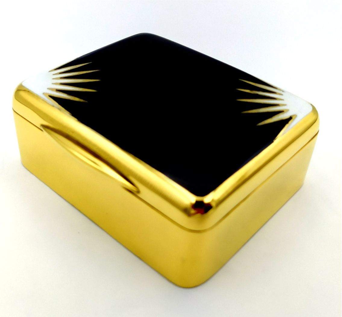 Table Box Art Deco Black and White Enamel Salimbeni