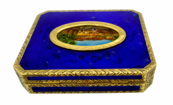Table Box Blu Fired Enamel Hand-Painted on Mother-of-pearl - Image 5