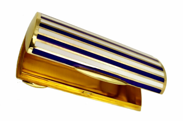 Cigarette Case Two-Color Enamel Stripes Blue and White - Image 3