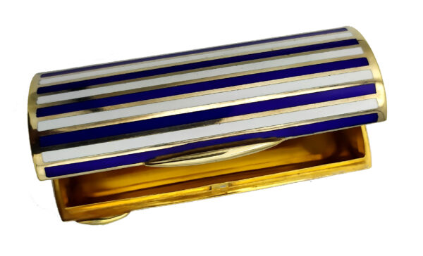 Salimbeni Purse Cigarette case Early 20th century English style two color enameled stripe 3