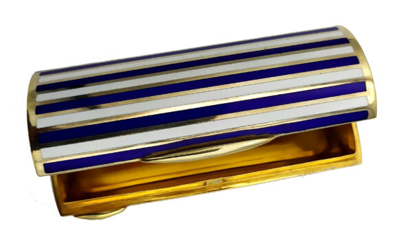Cigarette Case Two-Color Enamel Stripes Blue and White - Image 4