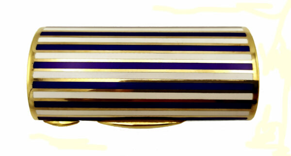 Cigarette Case Two-Color Enamel Stripes Blue and White - Image 5