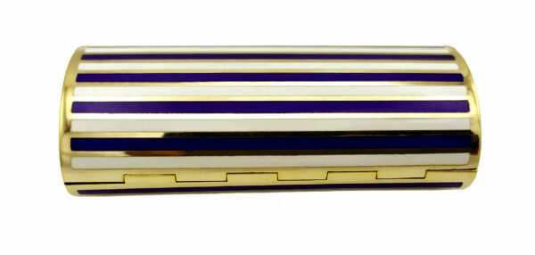 Cigarette Case Two-Color Enamel Stripes Blue and White - Image 6