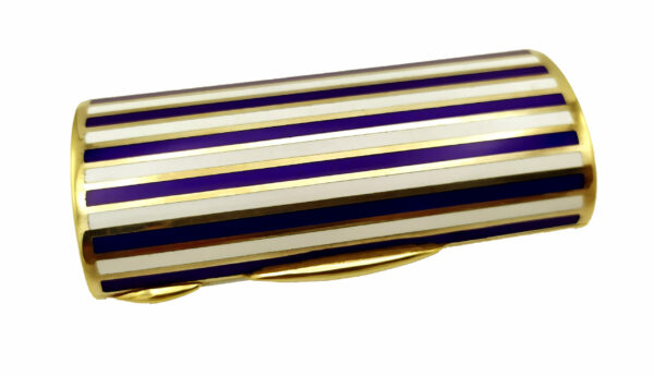 Cigarette Case Two-Color Enamel Stripes Blue and White - Image 8