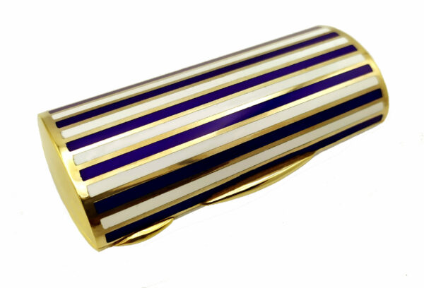Cigarette Case Two-Color Enamel Stripes Blue and White - Image 9