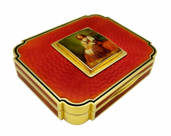 Table Box Red Art Nouveau, Hand-Painted on Mother-of-pearl Miniature - Image 4