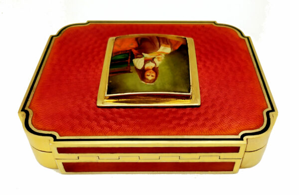 Table Box Red Art Nouveau, Hand-Painted on Mother-of-pearl Miniature - Image 6