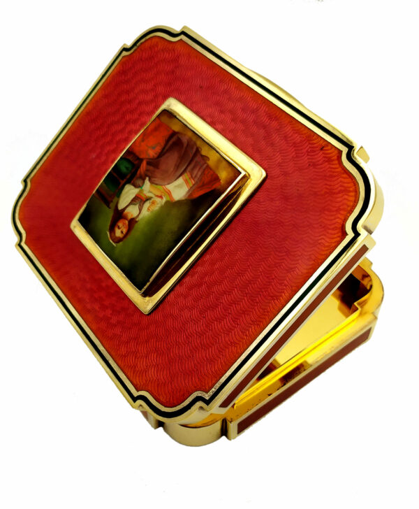 Table Box Red Art Nouveau, Hand-Painted on Mother-of-pearl Miniature - Image 8