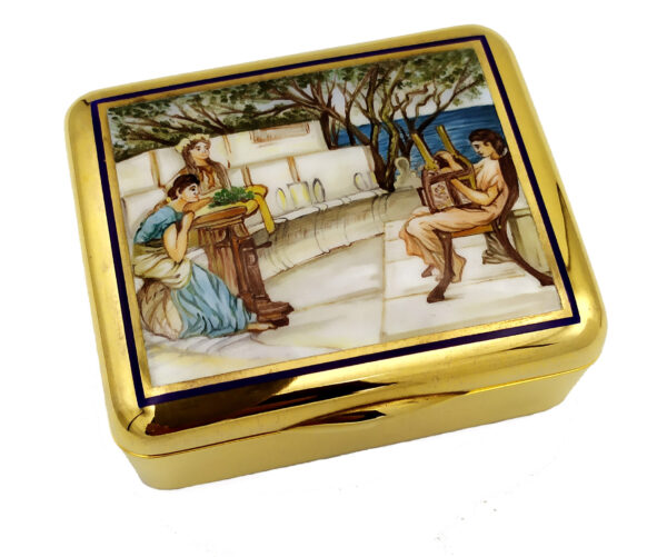 Salimbeni Table BOX Art Nouveau painting Pre Raphaelite School fired enamel. 16