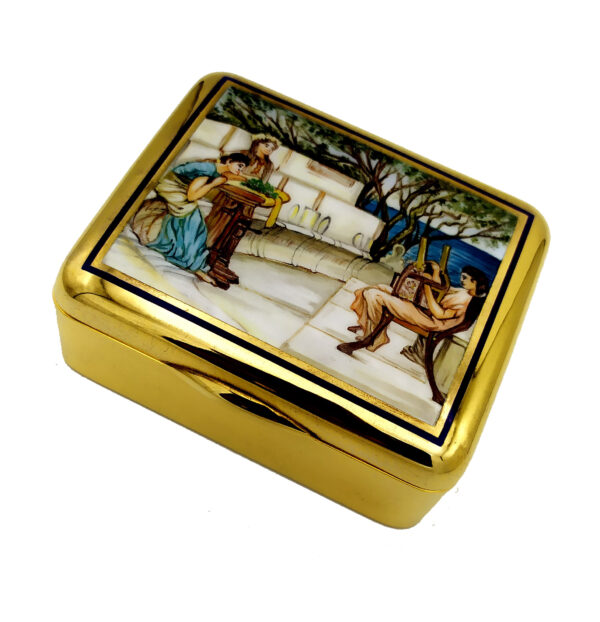 Salimbeni Table BOX Art Nouveau painting Pre Raphaelite School fired enamel. 5