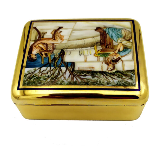 Salimbeni Table BOX Art Nouveau painting Pre Raphaelite School fired enamel. 7
