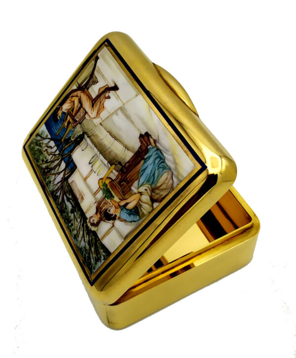 Salimbeni Table BOX Art Nouveau painting Pre Raphaelite School fired enamel. 9