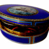 Table Box Oval in 925/1000 sterling silver gold plated with translucent fire enamels on guillochè with fine hand-engraving of the edges and with beautiful miniature sailboat enameled and hand-painted by painter Renato Dainelli