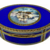 Table Box Oval in 925/1000 sterling silver gold plated with translucent fire enamels on guillochè with fine hand-engraving of the edges and with beautiful miniature sailboat enameled and hand-painted by painter Renato Dainelli