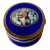 Table Box Oval in 925/1000 sterling silver gold plated with translucent fire enamels on guillochè with fine hand-engraving of the edges and with beautiful miniature sailboat enameled and hand-painted by painter Renato Dainelli