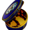 Table Box Oval in 925/1000 sterling silver gold plated with translucent fire enamels on guillochè with fine hand-engraving of the edges and with beautiful miniature sailboat enameled and hand-painted by painter Renato Dainelli