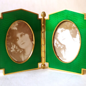 Dual Picture Frame green Enamel Sterling Silver