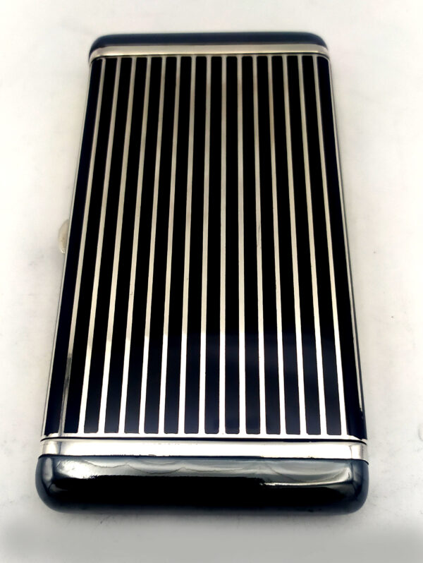Cigarette Case black lines and hematite stone Sterling Silver Salimbeni - Image 2