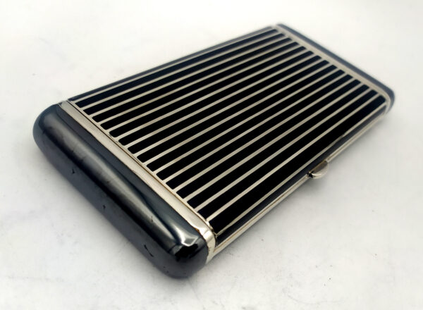 Cigarette Case black lines and hematite stone Sterling Silver Salimbeni - Image 3