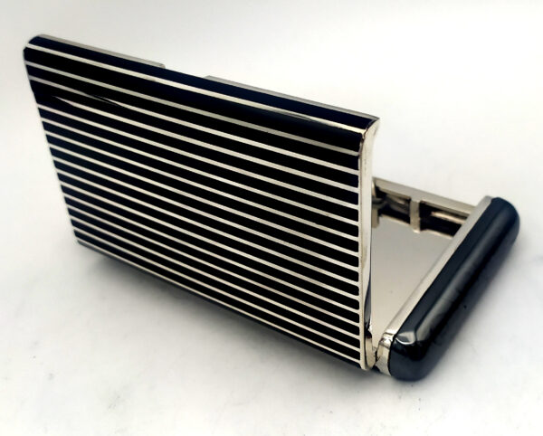 Cigarette Case black lines and hematite stone Sterling Silver Salimbeni - Image 5