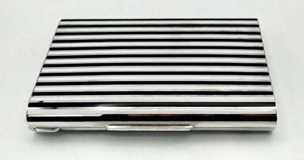 Cigarette Case fired Enamel stripes in Art Deco style Sterling Silver Salimbeni - Image 2