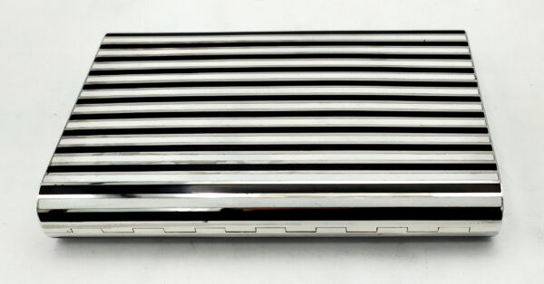 Cigarette Case fired Enamel stripes in Art Deco style Sterling Silver Salimbeni - Image 5