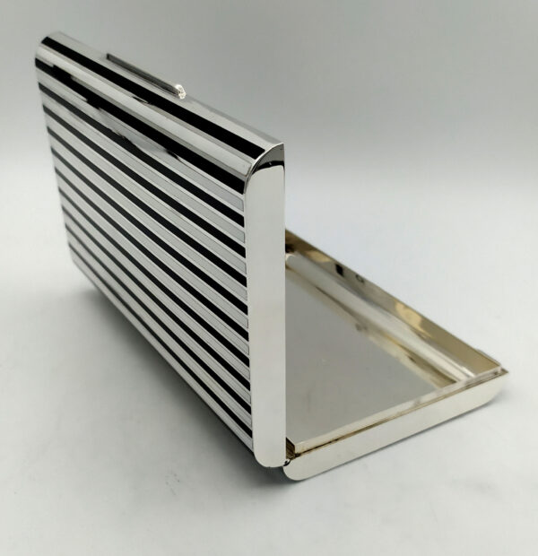 Cigarette Case fired Enamel stripes in Art Deco style Sterling Silver Salimbeni - Image 6