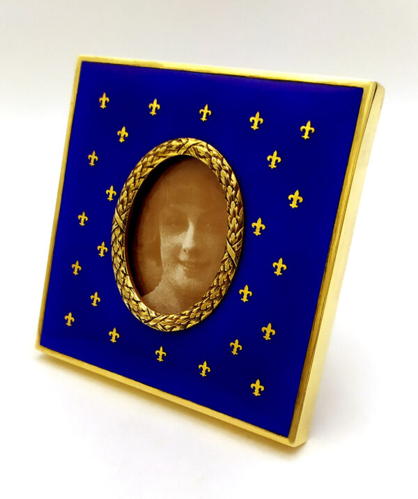 Photo Frame Blue Enamel and pure Gold "Paillons" Salimbeni - Image 2