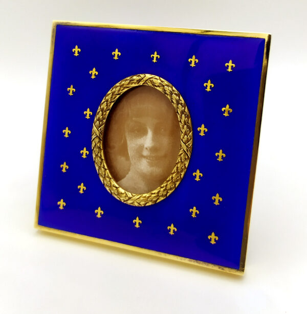 Photo Frame Blue Enamel and pure Gold "Paillons" Salimbeni - Image 4