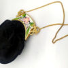 Salimbeni Art Nouveau black satin evening bag with enameled silver zip - Image 4