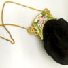 Salimbeni Art Nouveau black satin evening bag with enameled silver zip - Image 3
