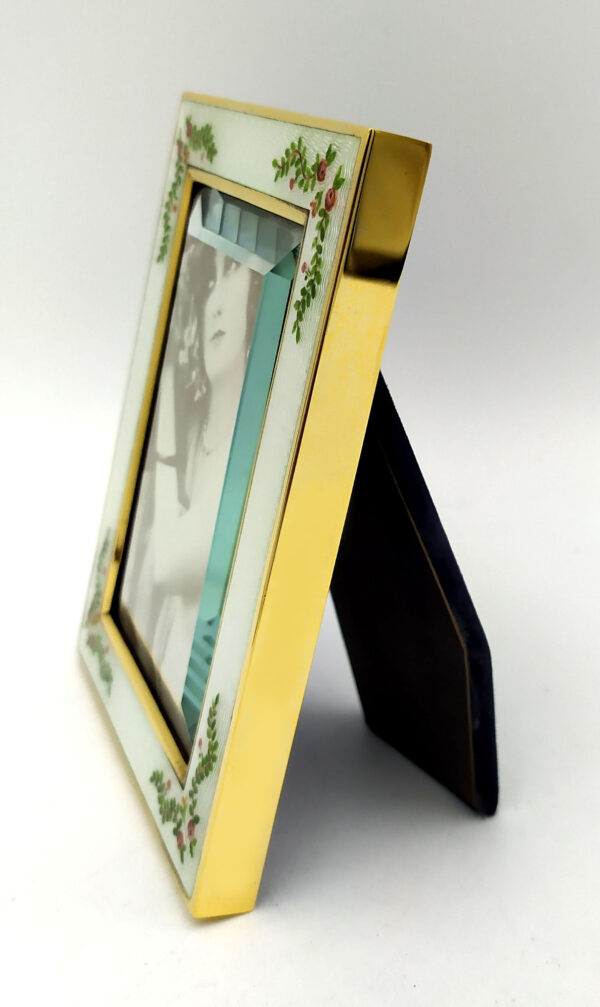Photo Frame enamel fired on guilloche and hand-painted miniature Sterling Silver - Image 6