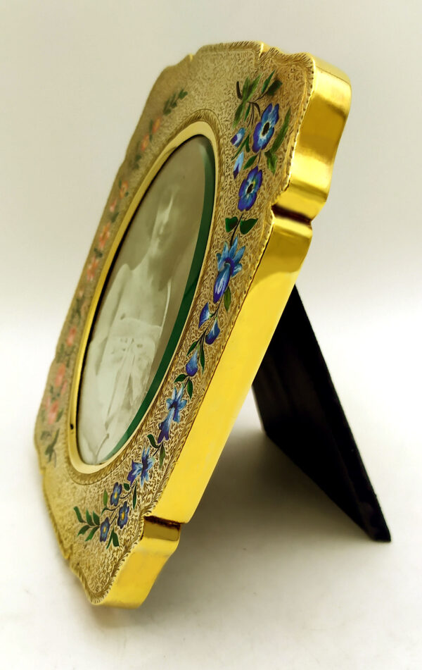 Picture Frame floral engraving and hand-painted Sterling Silver Salimbeni - Image 4