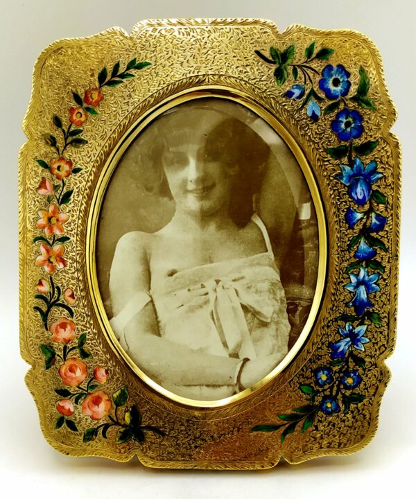 Picture Frame floral engraving and hand-painted Sterling Silver Salimbeni - Image 7